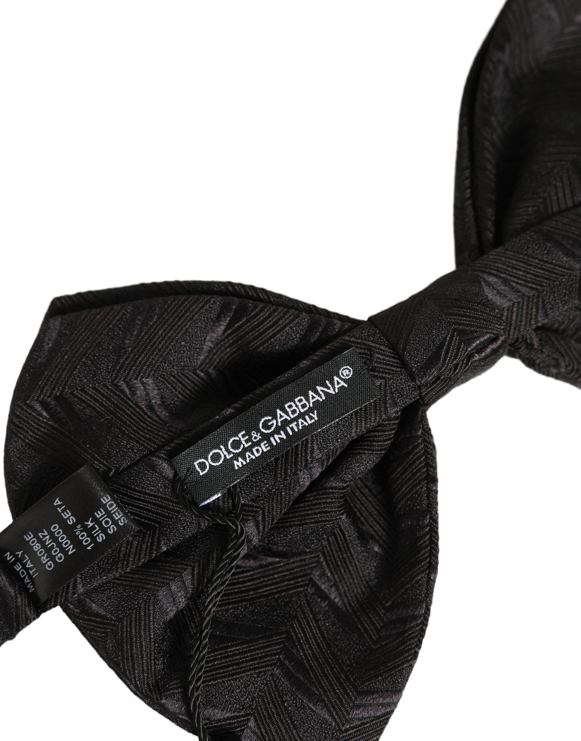 Men Black Patterned Adjustable Neck Papillon Bow Tie