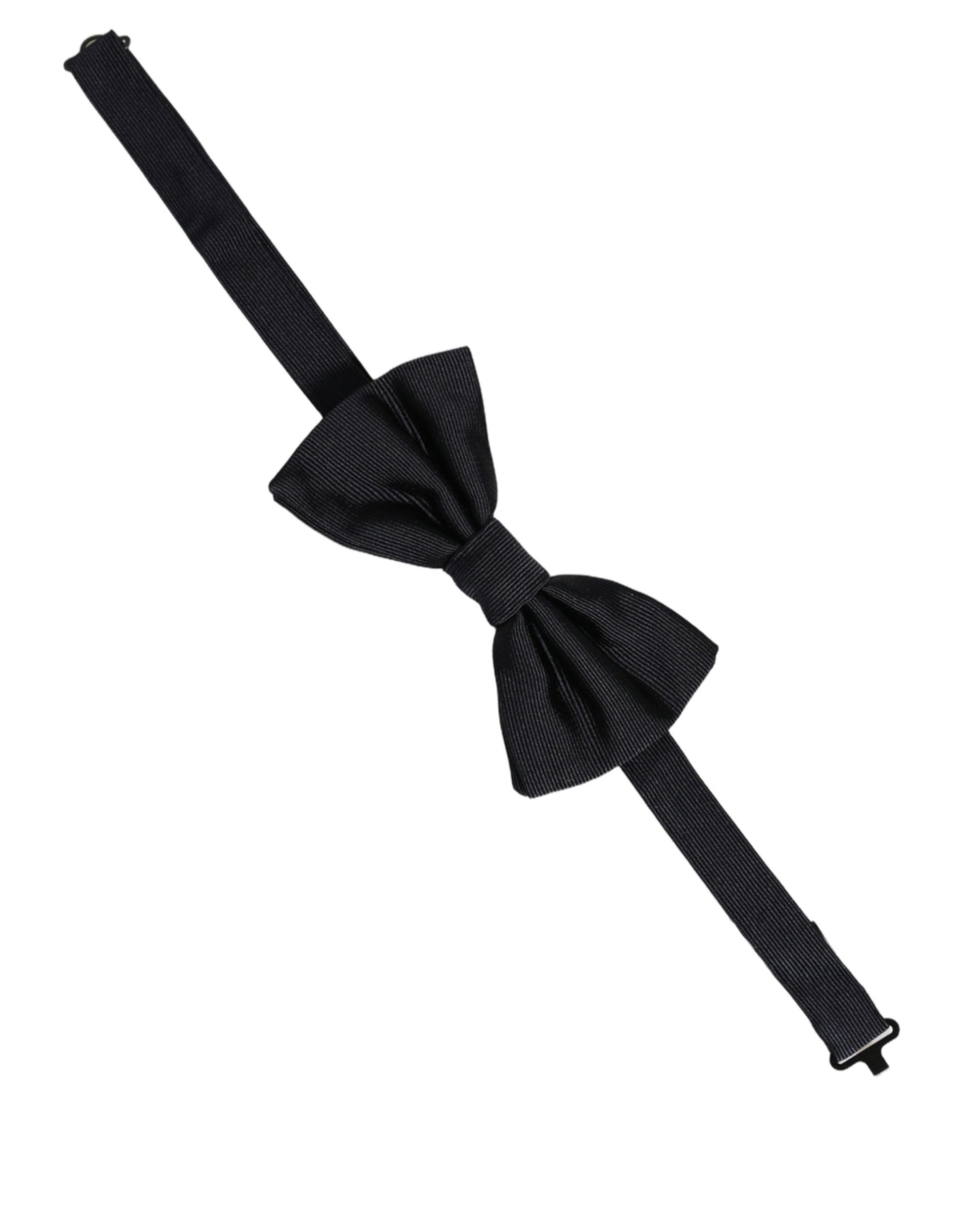 Men Black 100% Silk Adjustable Neck Papillon Bow Tie