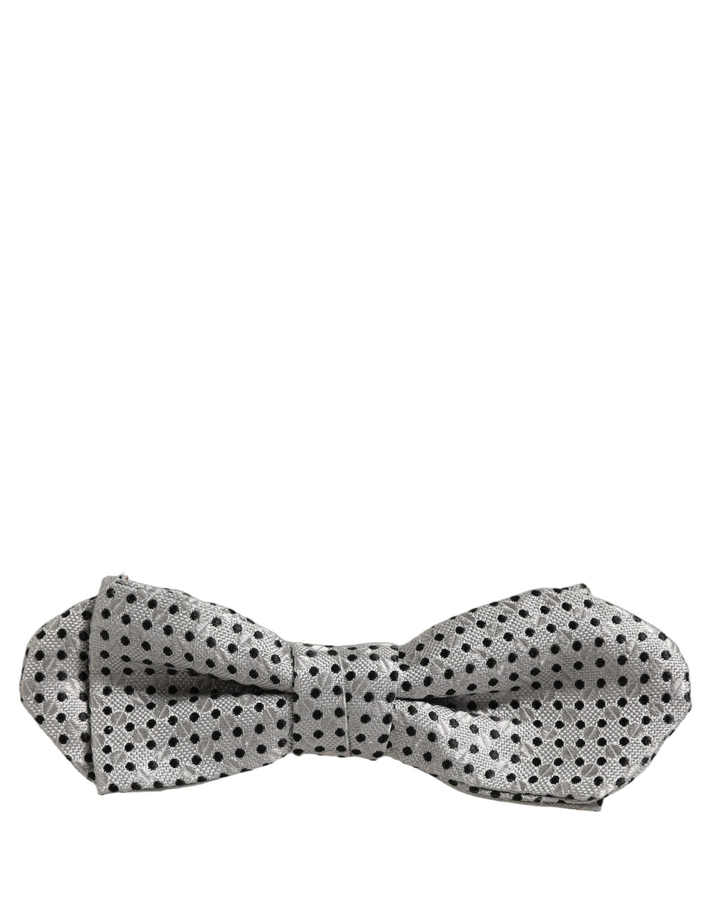Men Silver Black Polka Dot Adjustable Neck Papillon Bow Tie