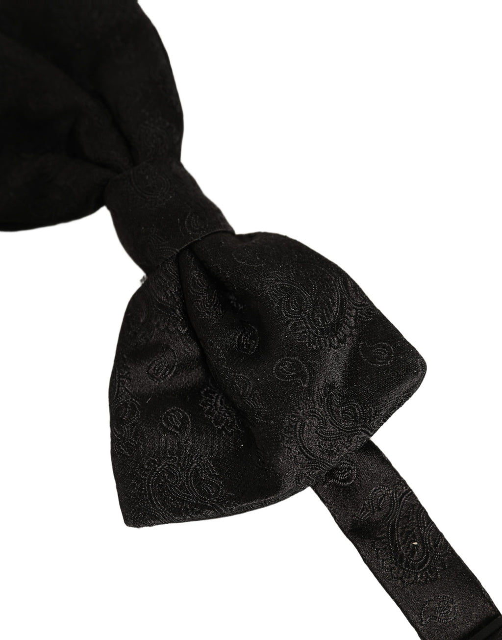 Men Black Paisley Silk Adjustable Neck Papillon Bow Tie