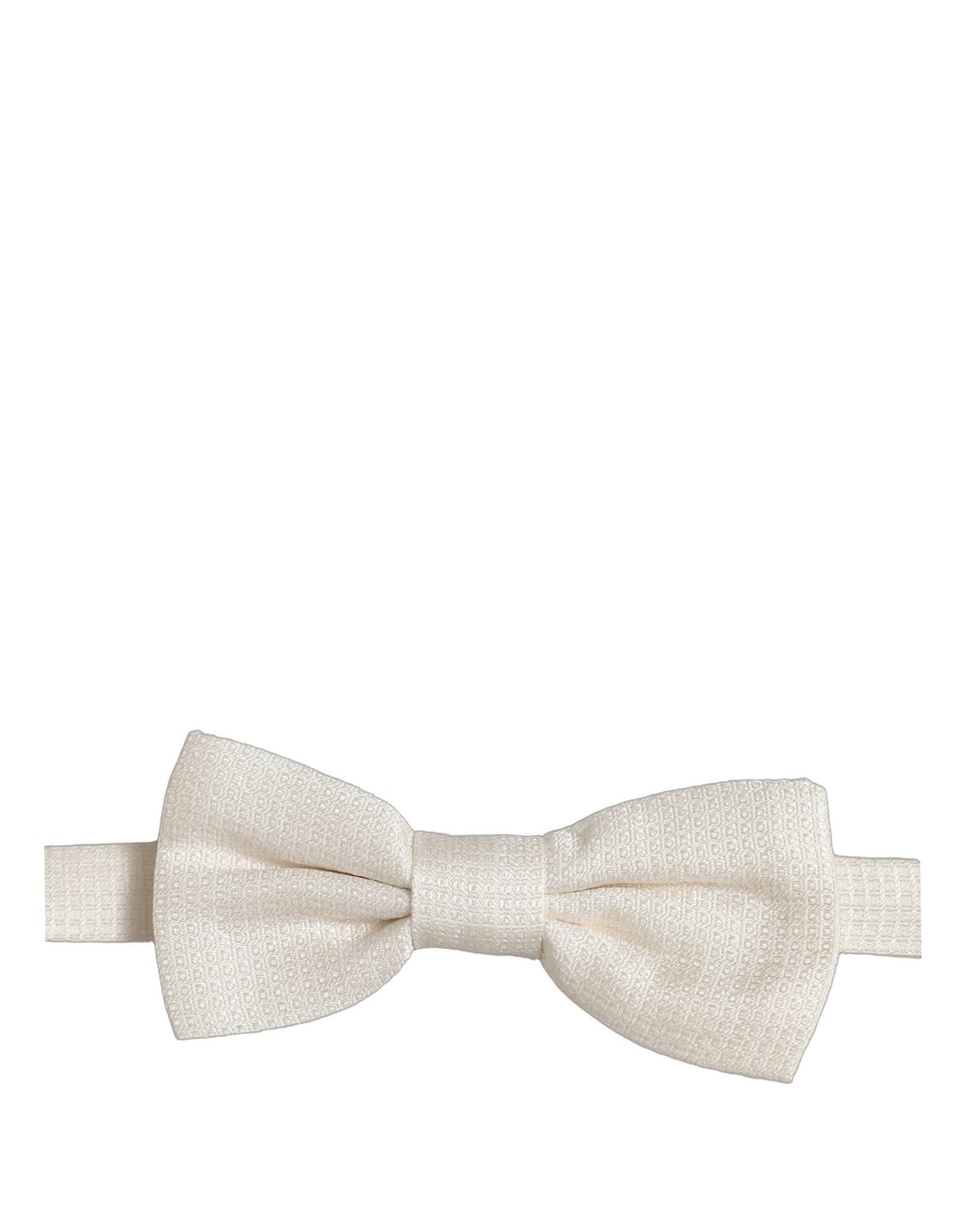 Men Off White Silk Adjustable Neck Papillon Bow Tie