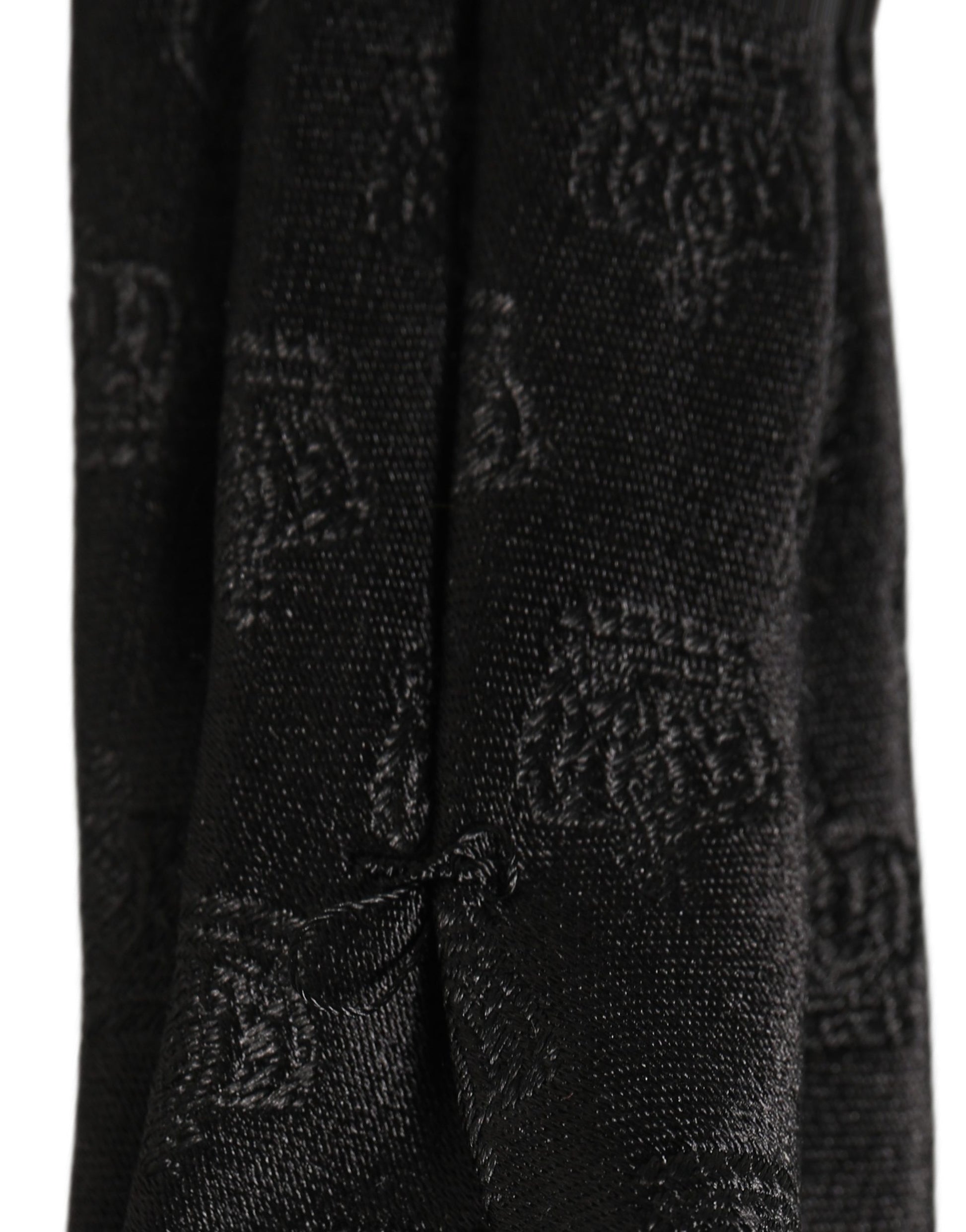 Men Black Crown Print Silk Adjustable Tied Necktie Tie