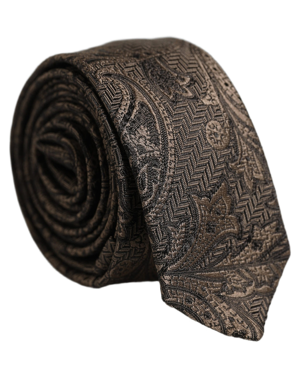 Men Brown Paisley 100% Silk Adjustable Tied Necktie Tie
