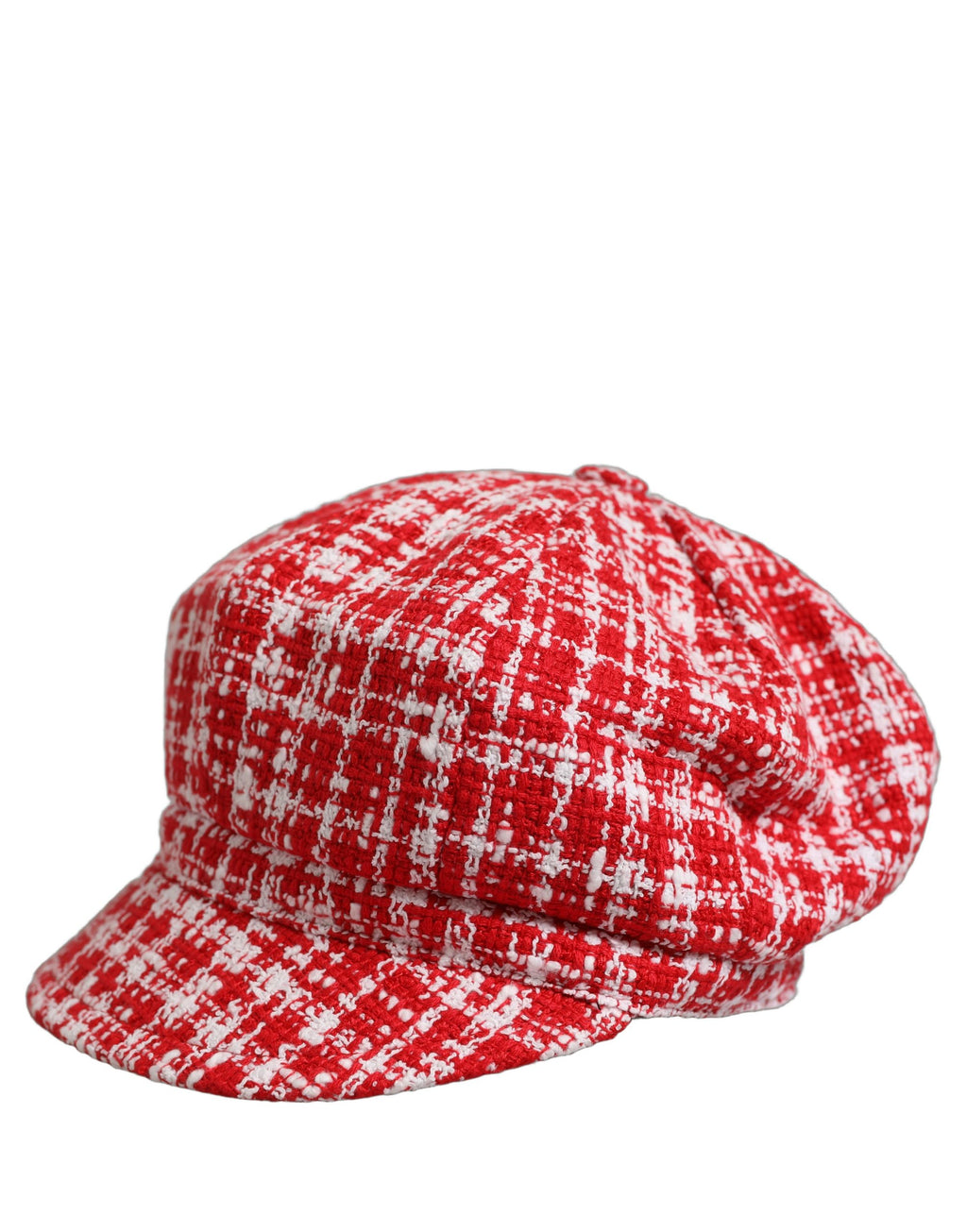 Red White Tweed Textured Baker Boy Capello Hat