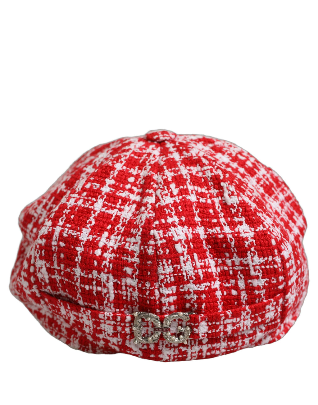 Red White Tweed Textured Baker Boy Capello Hat