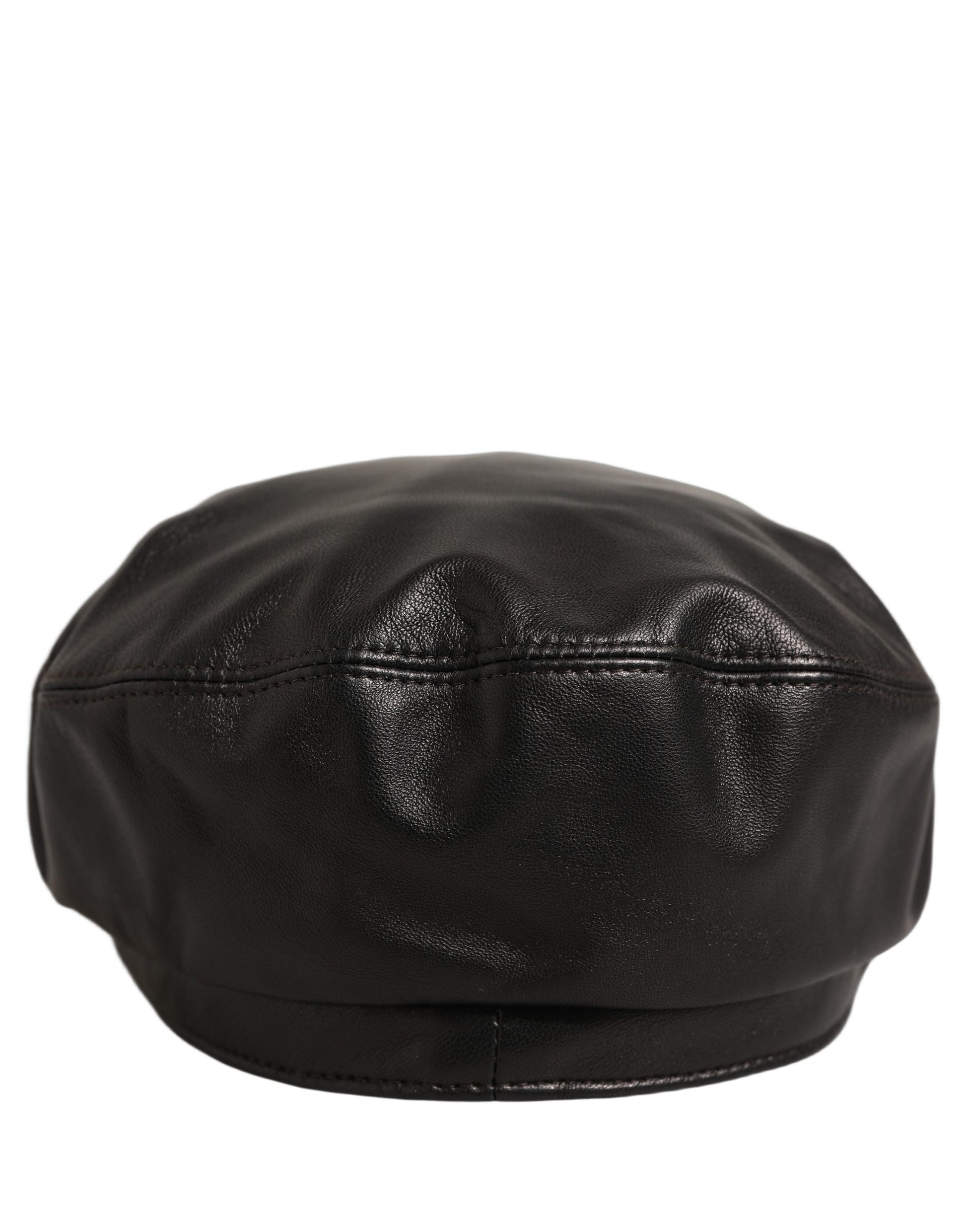 Black Lambskin Leather Newsboy Capello Hat
