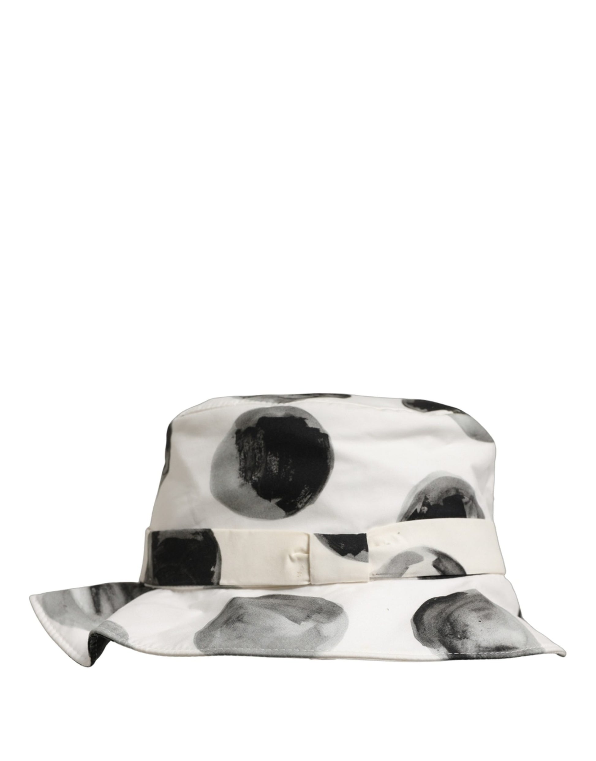 White Cotton Big Polka Dot Pattern Bucket Hat