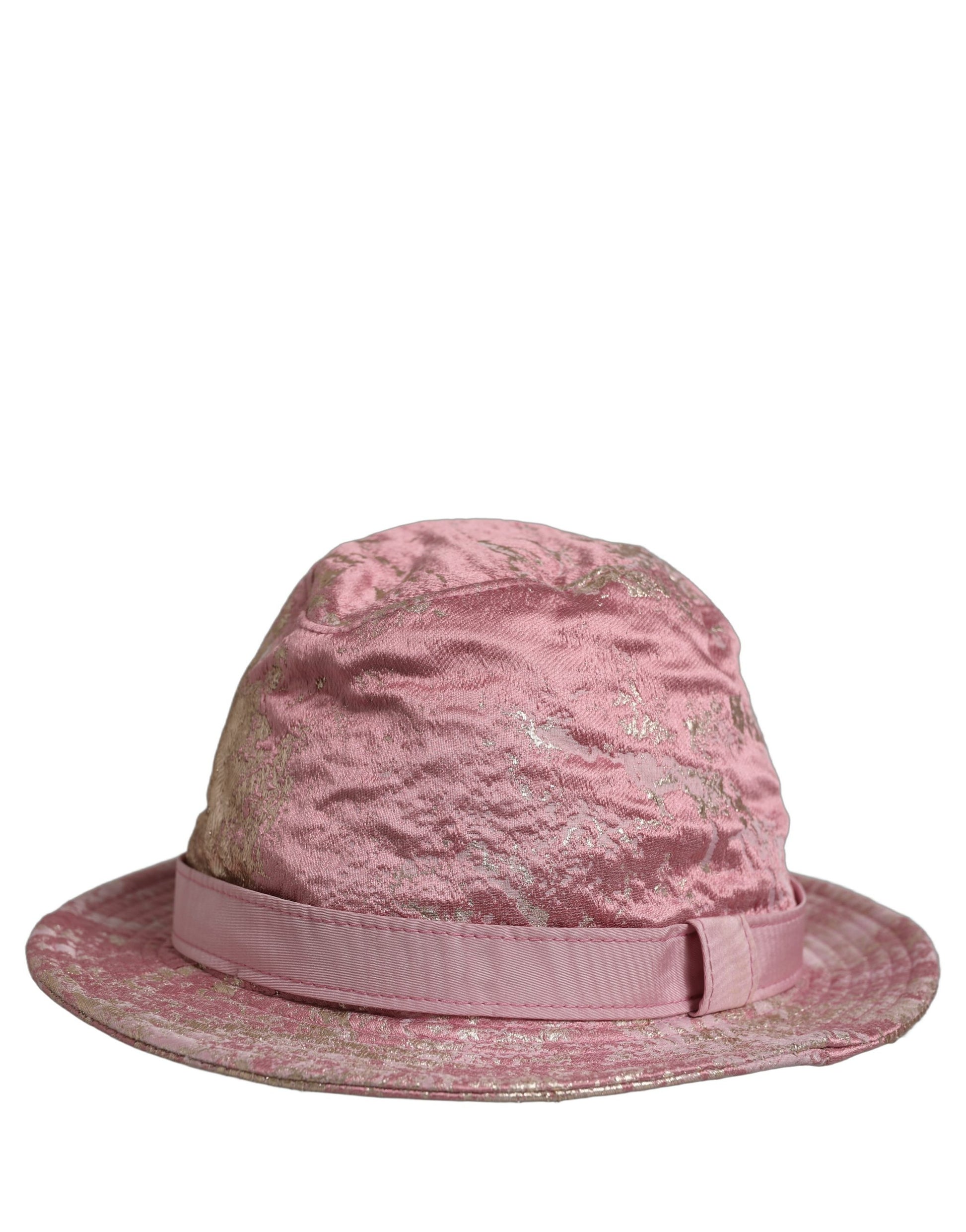 Pink Metallic Jacquard Pattern Bucket Capello Hat