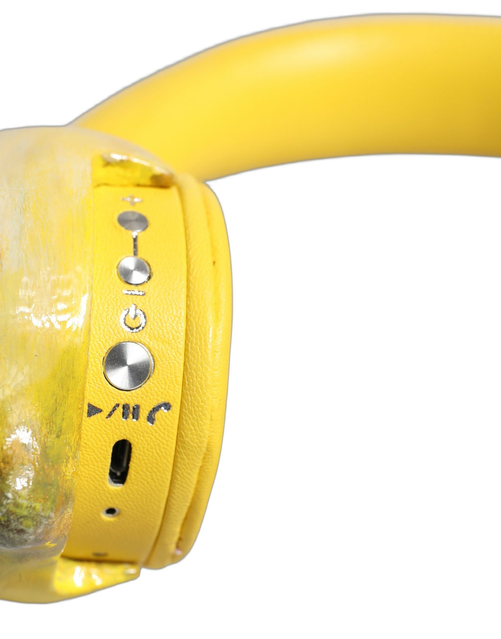 Yellow Vibrant Lemon Leather Headset Headphones