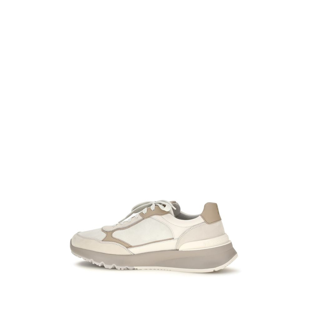 Beige Calf Leather Bos Taurus Athletic Sneakers