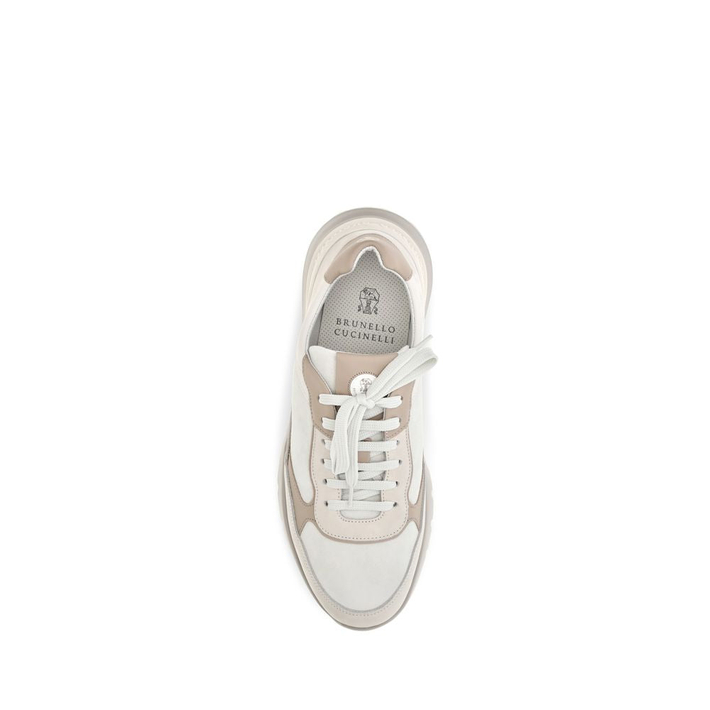 Beige Calf Leather Bos Taurus Athletic Sneakers