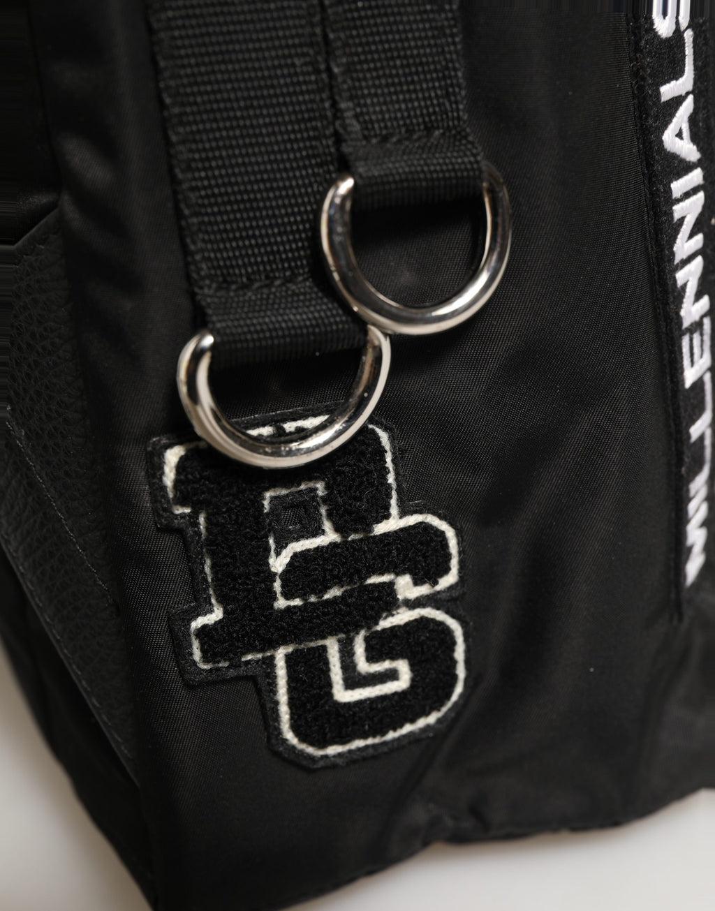 Men Black #DG LOVE Logo Patches Nylon Backpack Bag