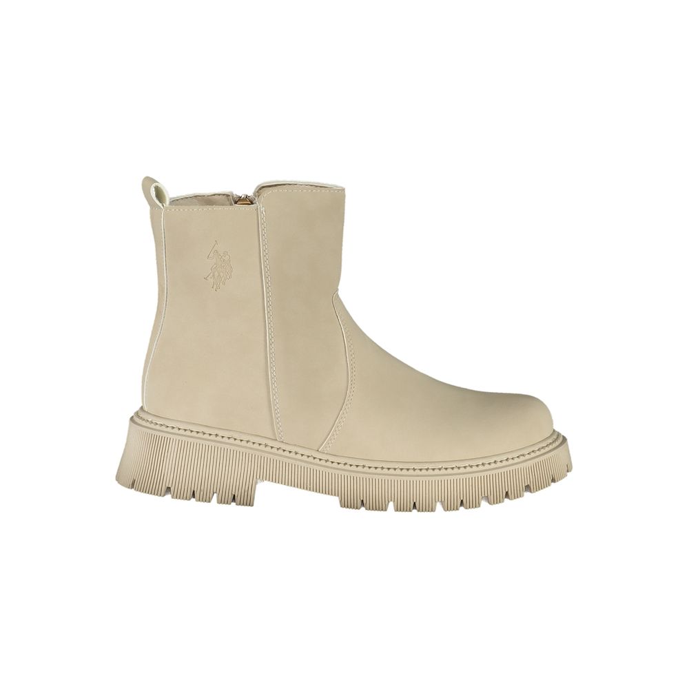 Beige Polyurethane Women Bootie