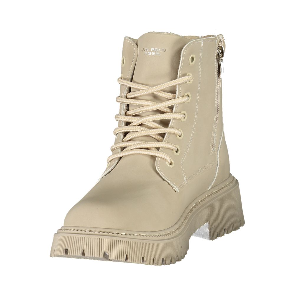 Beige Polyurethane Women Boot