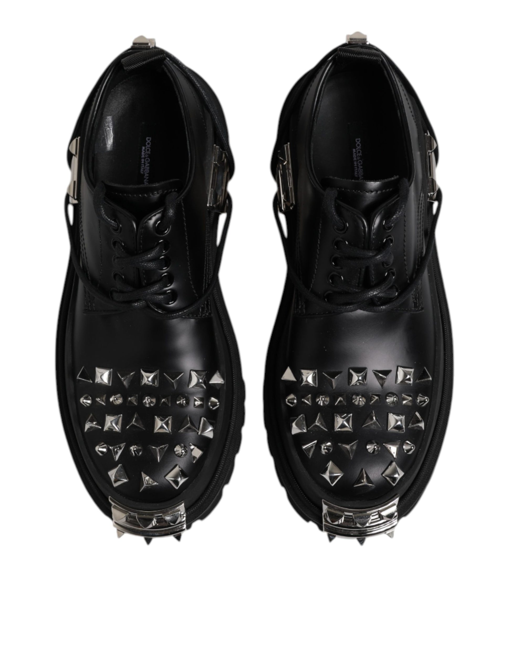 Black Studded Leather Hi-Trekking Derby Men Shoes