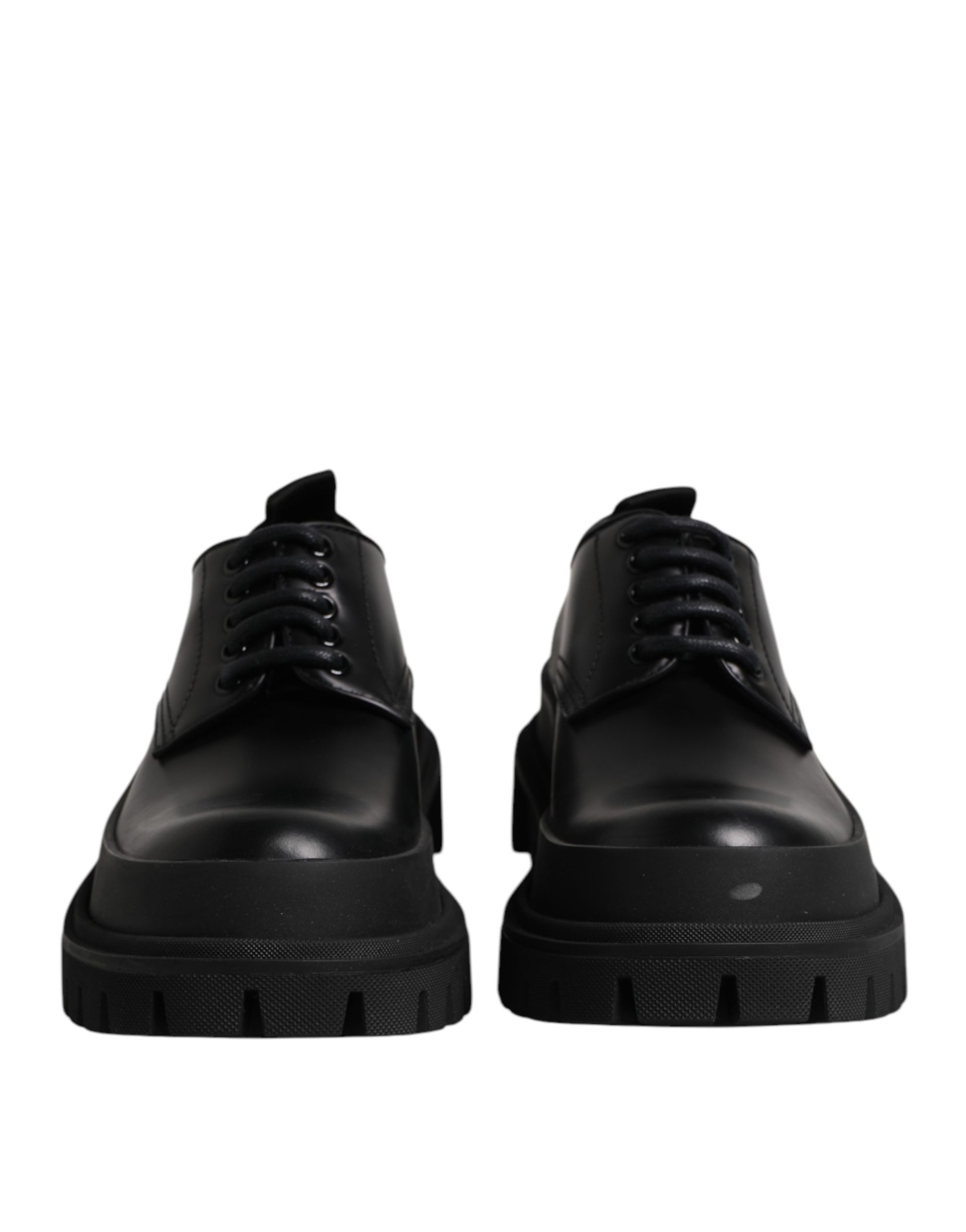 Black Leather Hi-Trekking Derby Shoes