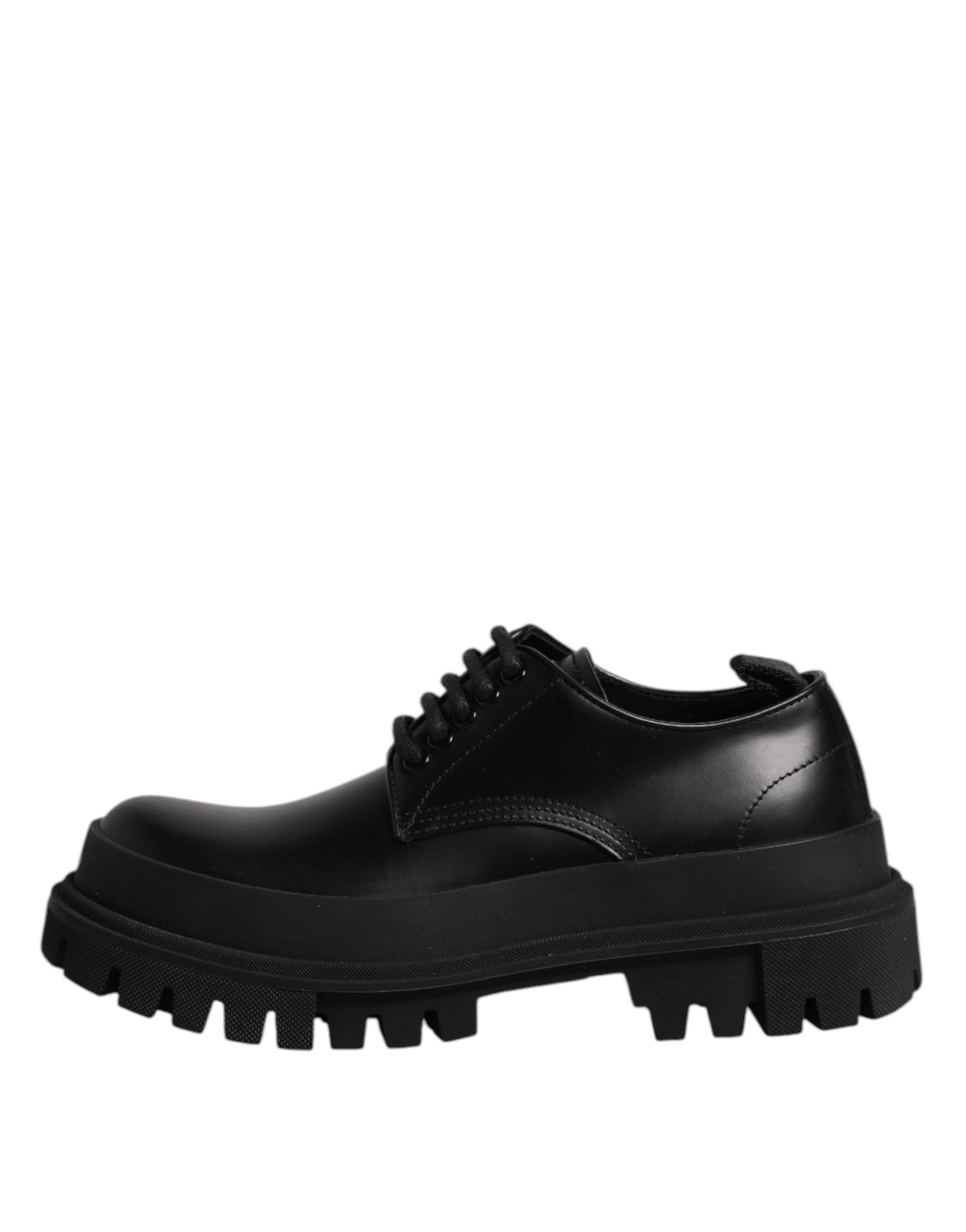 Black Leather Hi-Trekking Derby Shoes