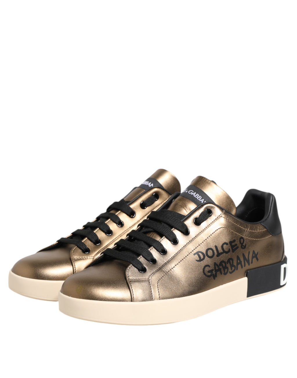 Gold Portofino Calf Leather Sneakers Shoes