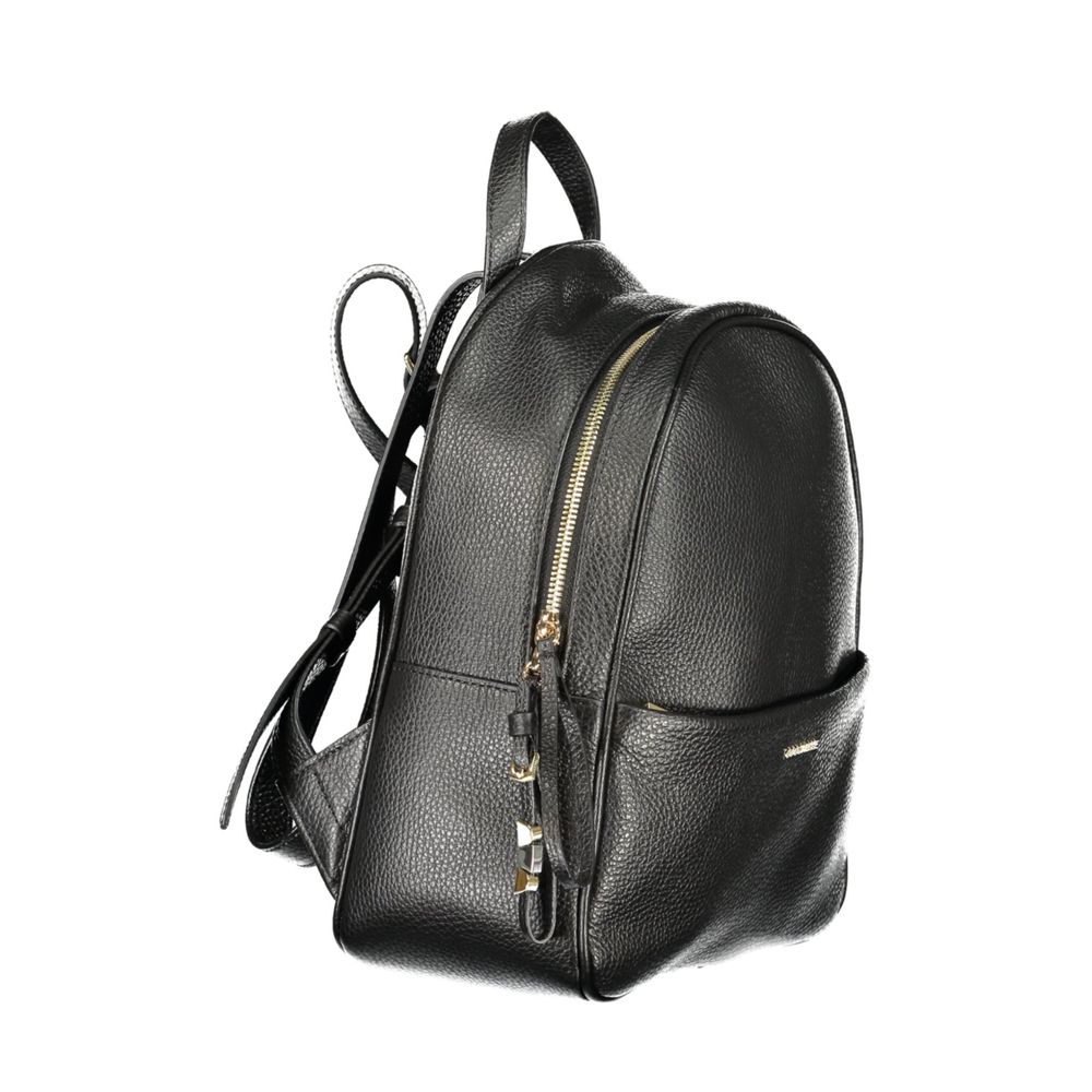 Black Leather Women's Backpack