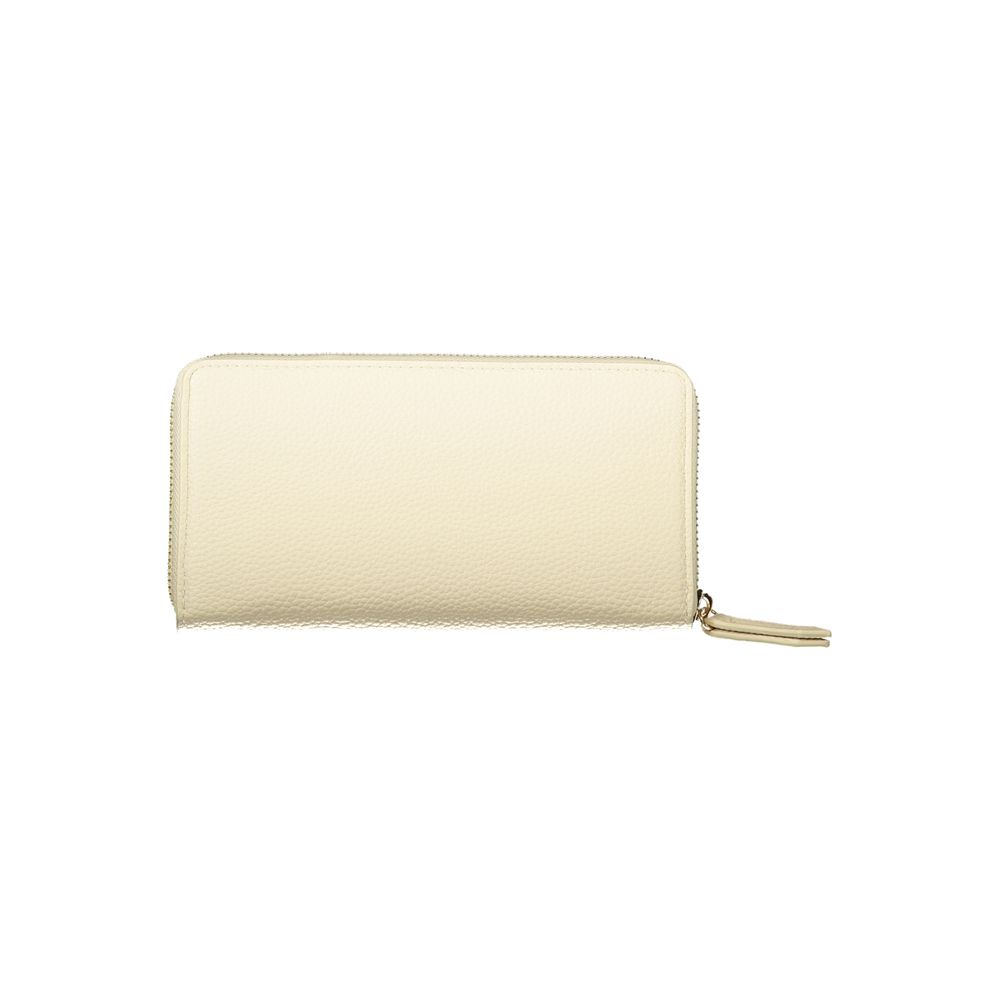 Beige Polyurethane Women's Wallet with Coin Purse and Card Spaces