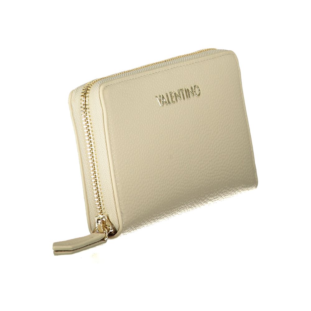Beige Polyurethane Women's Wallet with Coin Purse and Card Spaces