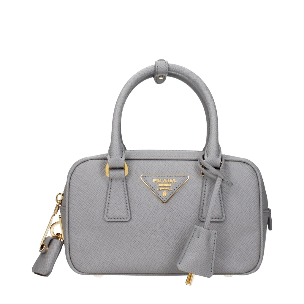 Gray Leather Handbag