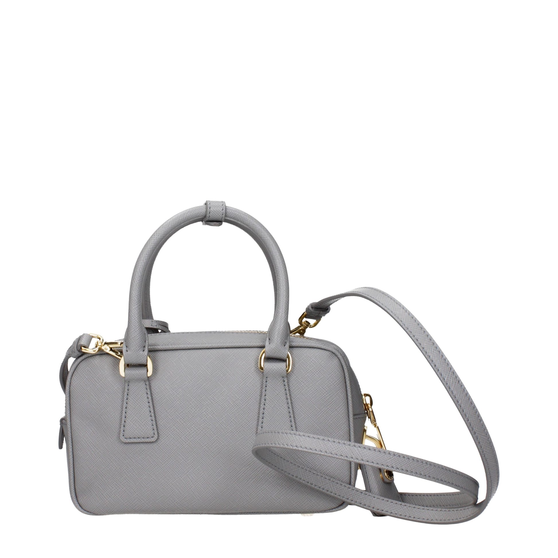 Gray Leather Handbag