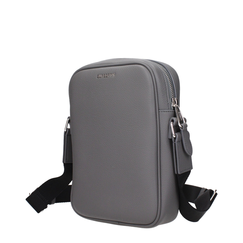 Gray Leather Crossbody Bag
