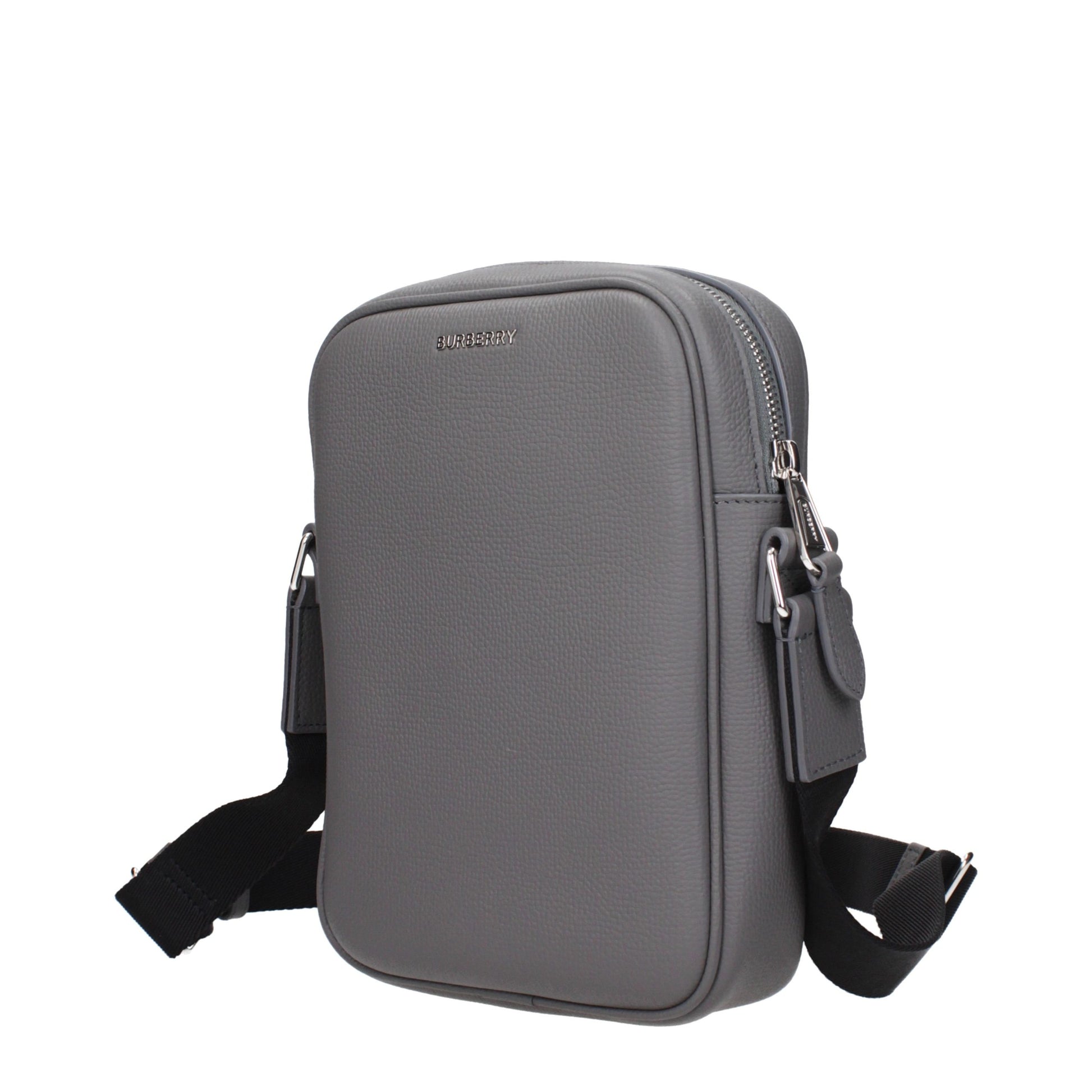 Gray Leather Crossbody Bag