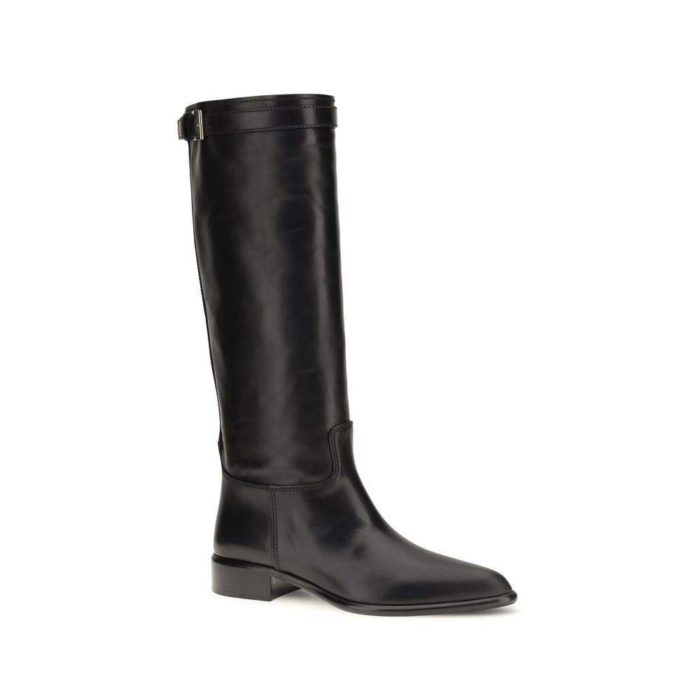 Black Calf Leather Bos Taurus Ankle Boots