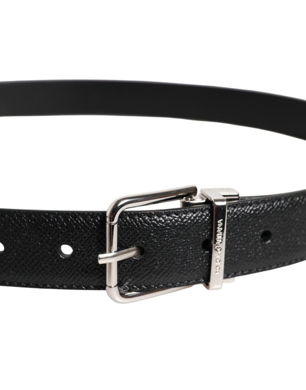 Black Calf Leather Classic Silver Buckle Belt