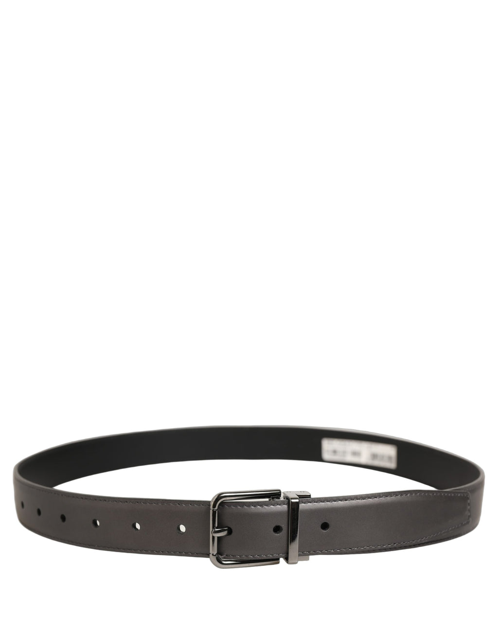 Dark Gray Leather Metal Buckle Classic Belt