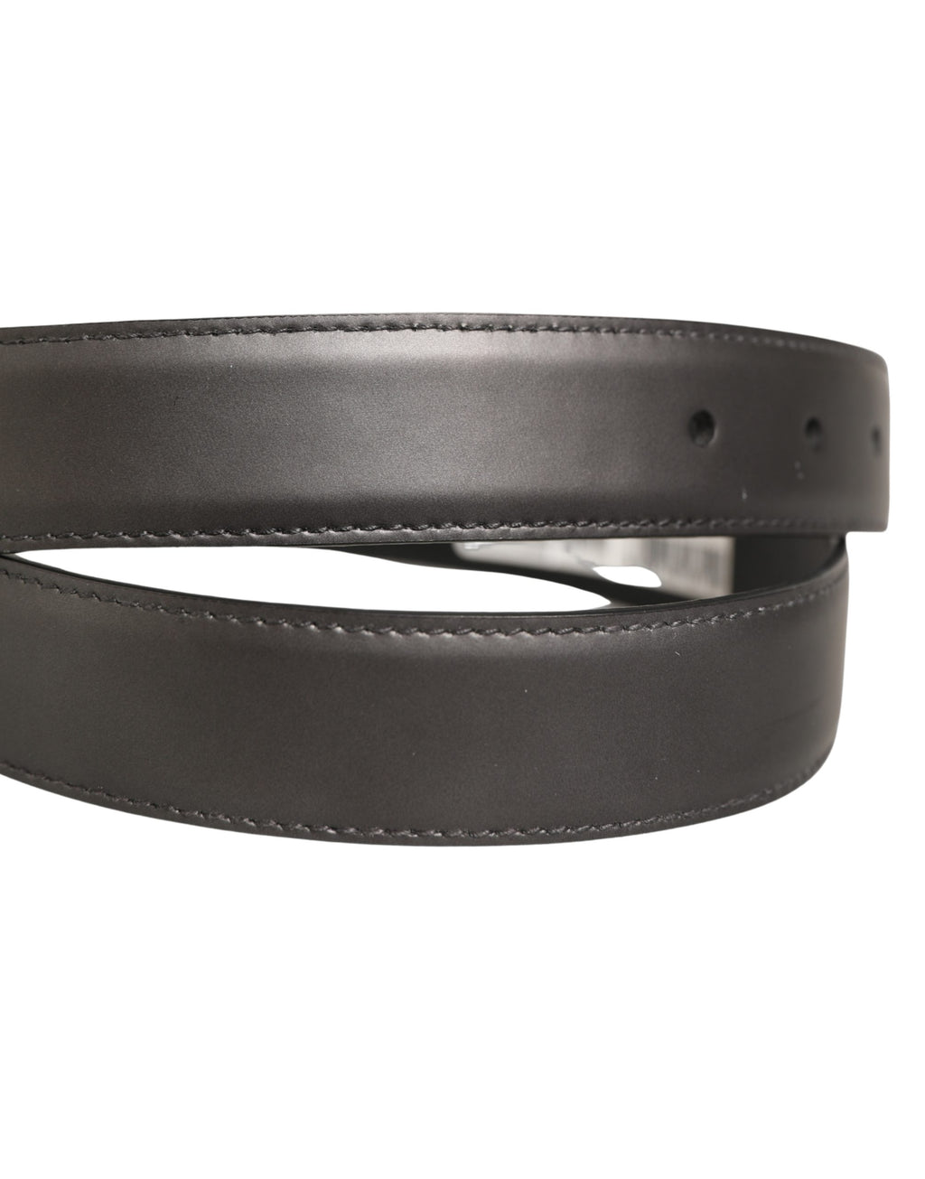 Dark Gray Leather Metal Buckle Classic Belt
