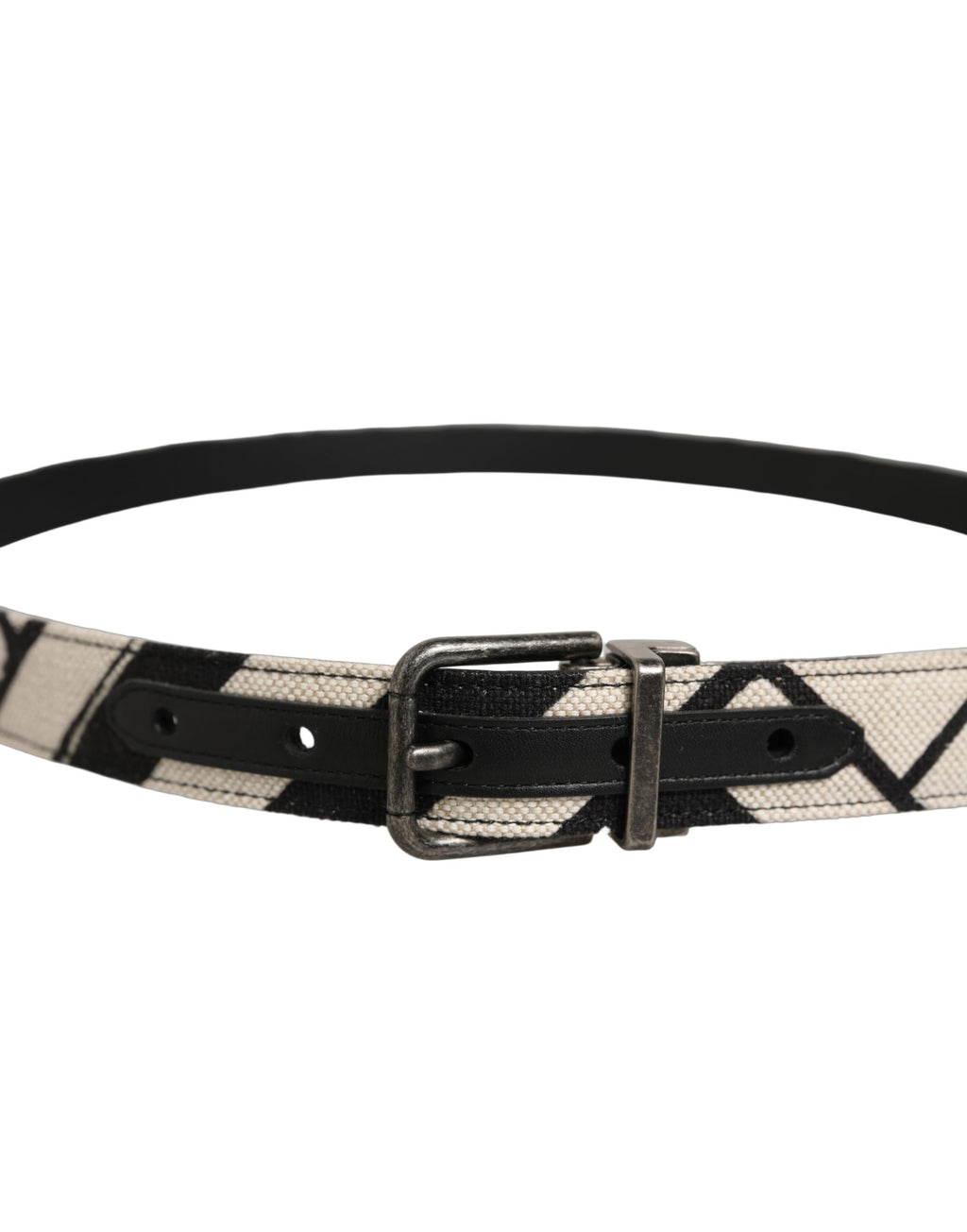 Black Ivory Silver Tone Metal Buckle Belt