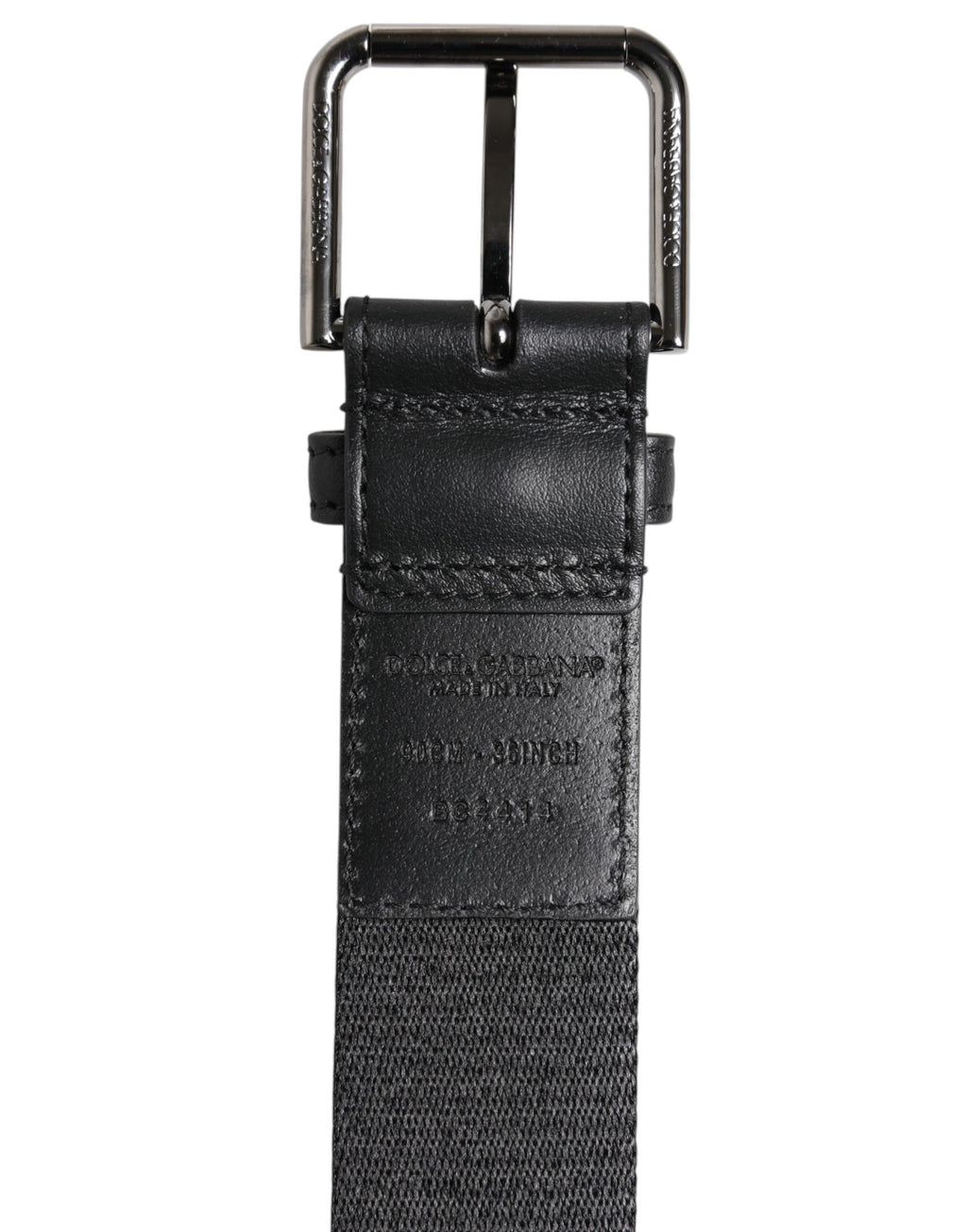 Black Green Logo Silver Tone Metal Buckle Belt