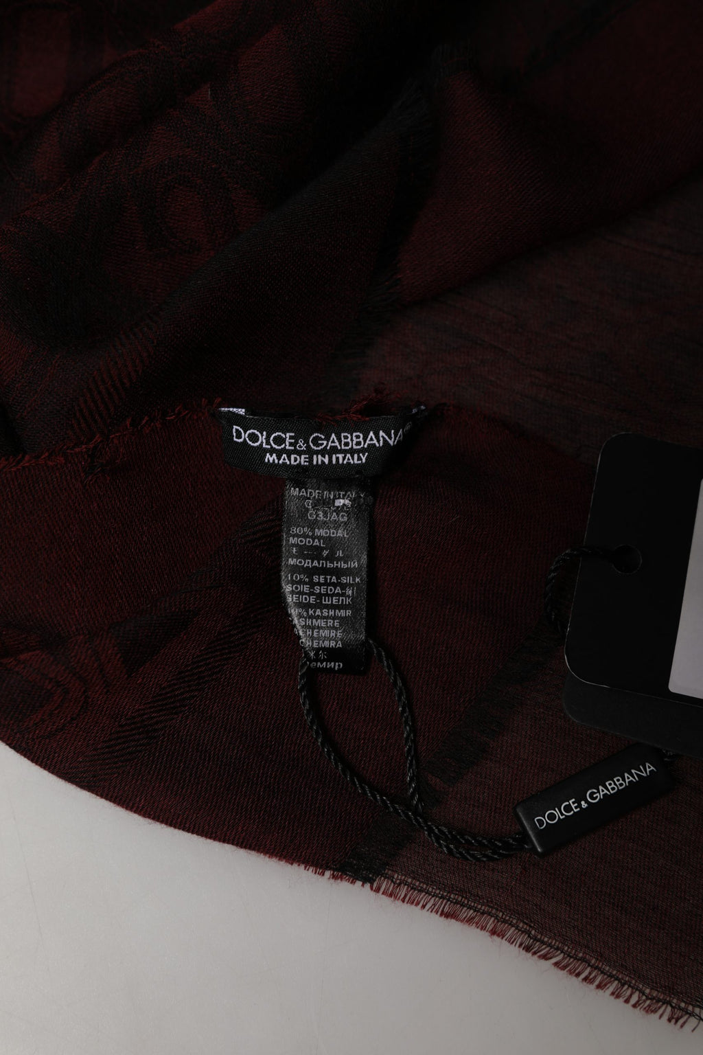 Dark Red Modal Frayed Edge Lace Stole Scarf