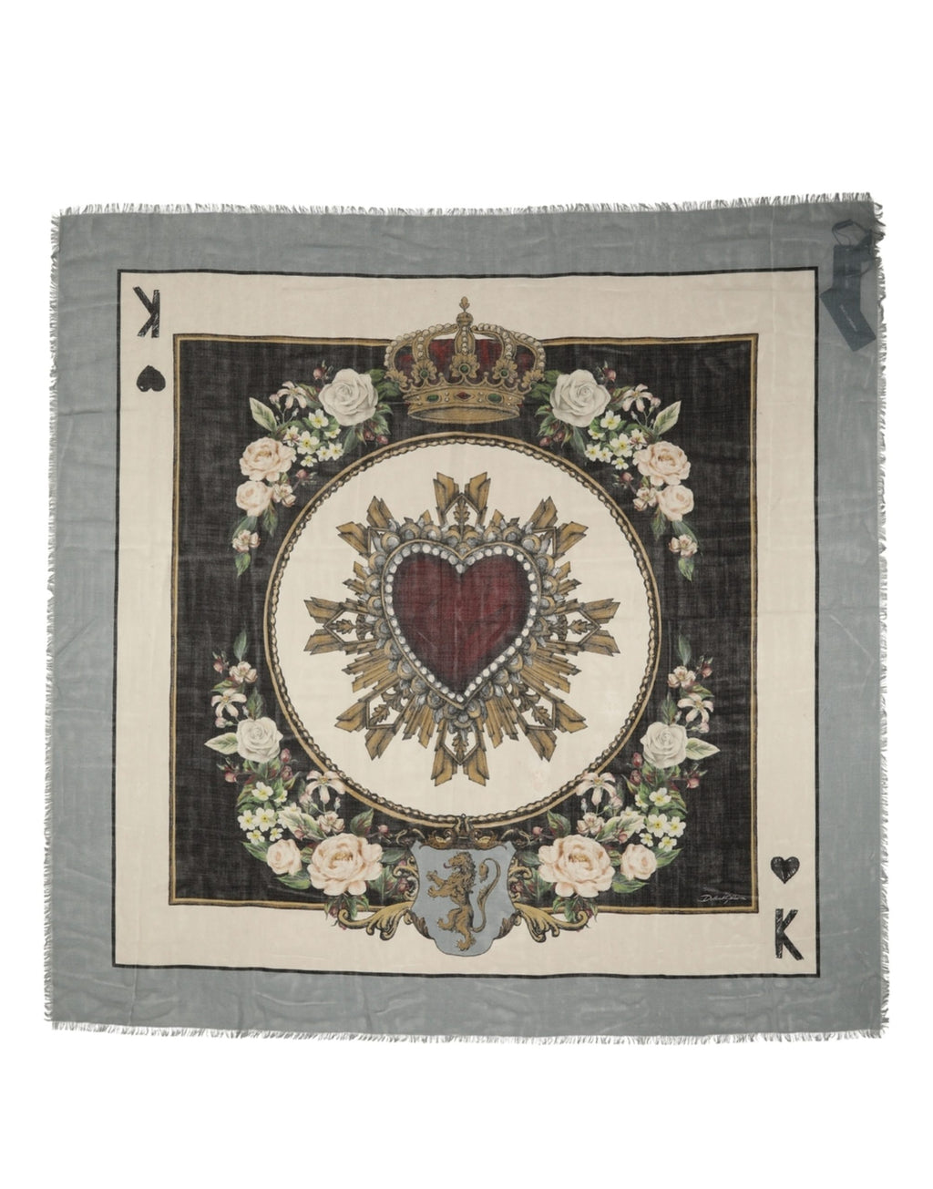 Men Multicolor King of Hearts Square Foulard Scarf