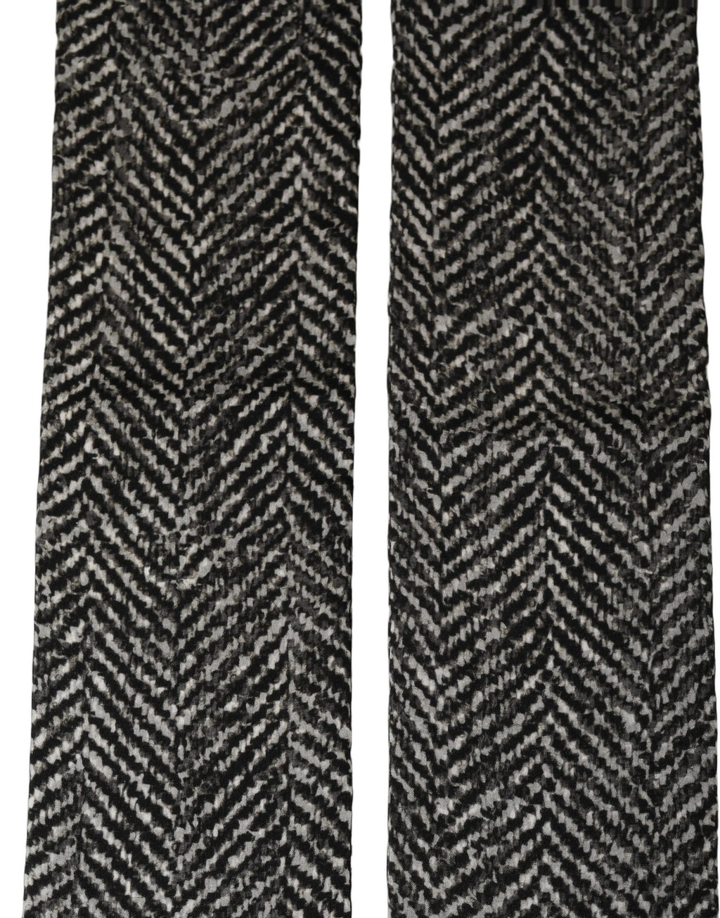 Black White Herringbone Tweed Shawl Scarf
