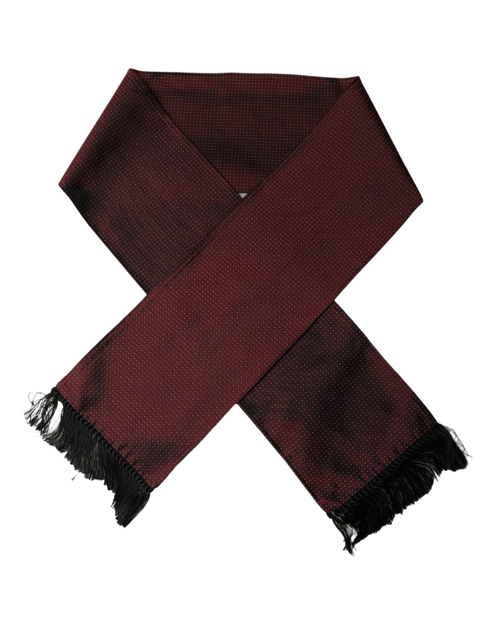 Burgundy Silk Dotted Fringed Neck Shawl Scarf