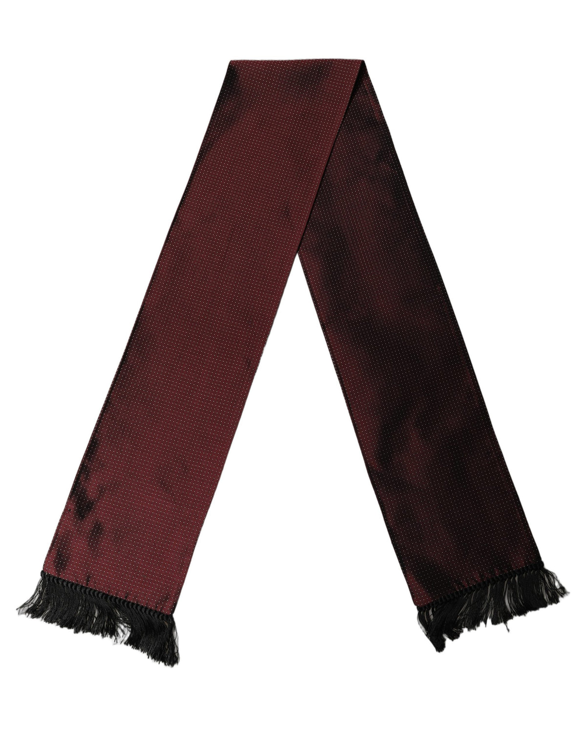 Burgundy Silk Dotted Fringed Neck Shawl Scarf