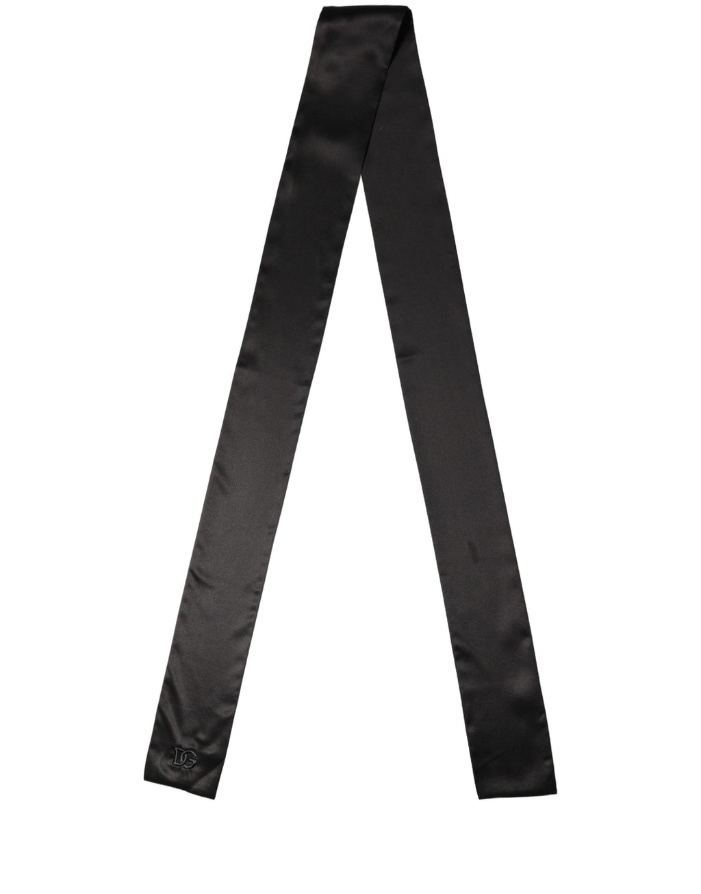 Men Black Satin Silk Skinny Neck Shawl Scarf