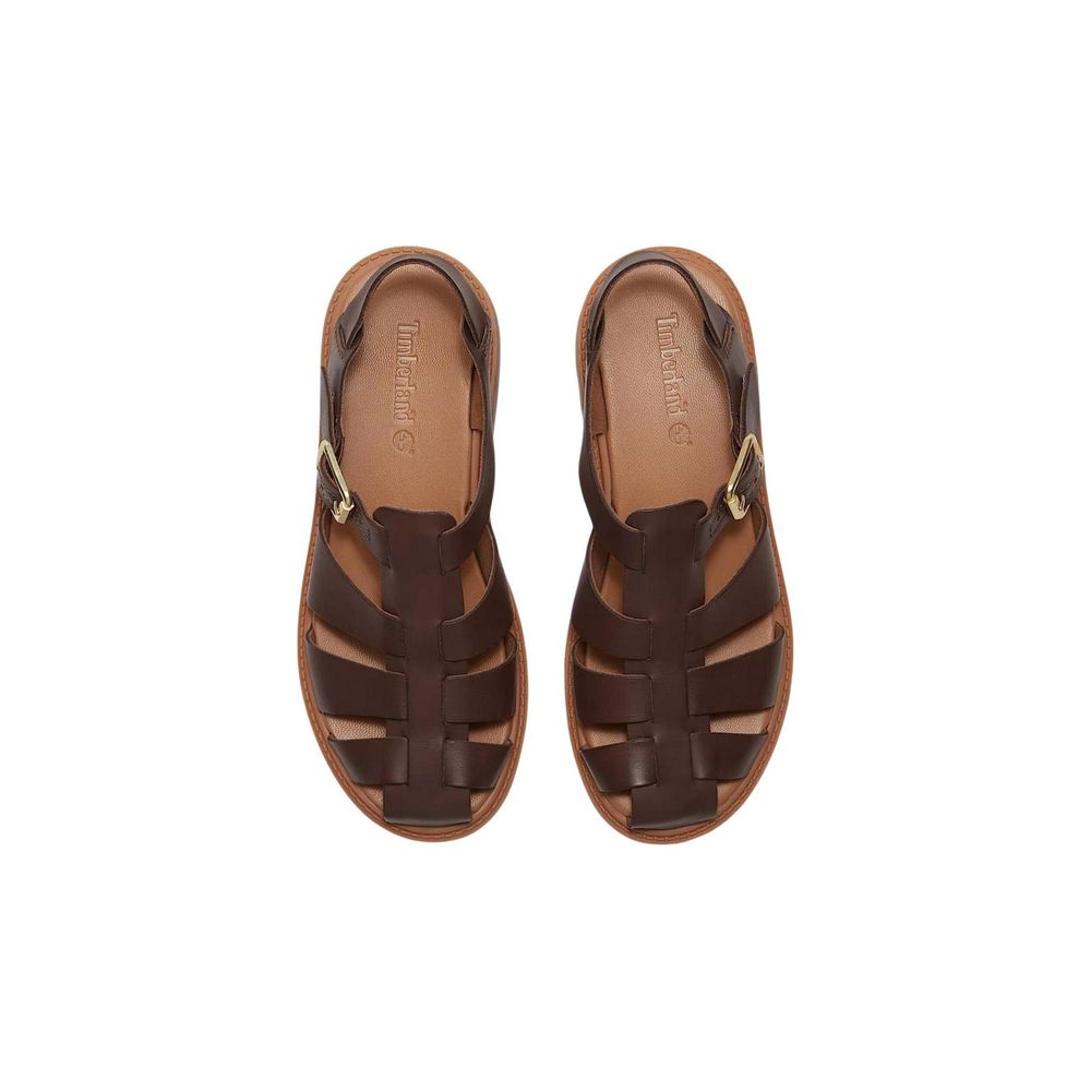 Brown Leather Flat Sandals