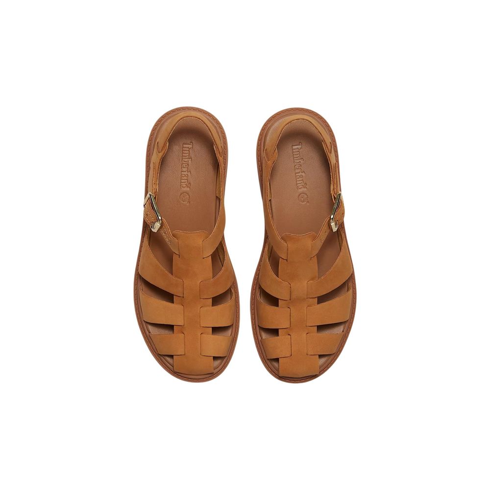 Brown Leather Flat Sandals