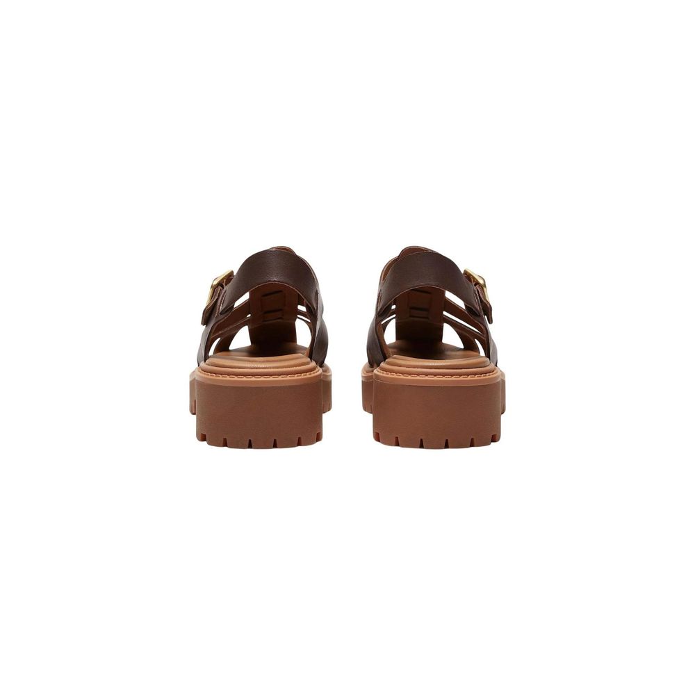 Brown Leather Flat Sandals