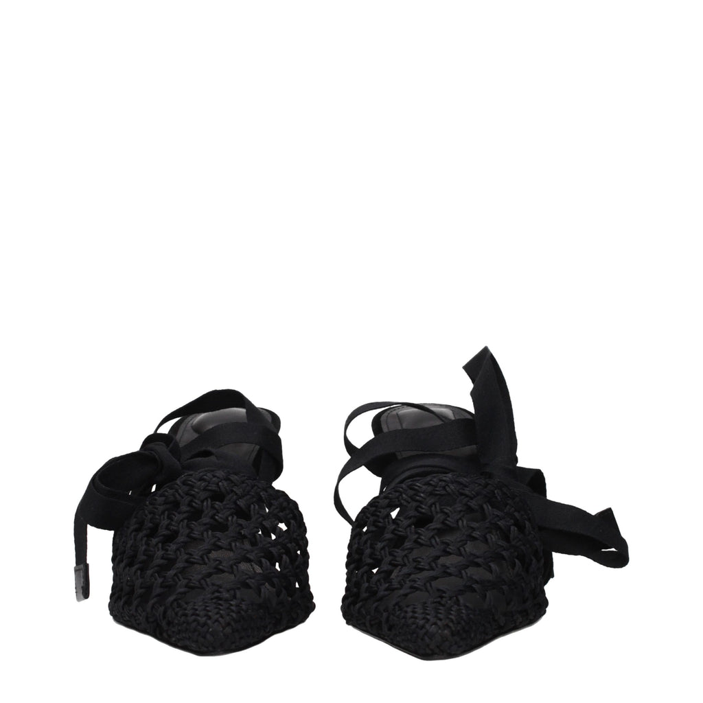 Black Fabric Strap-On Sandals