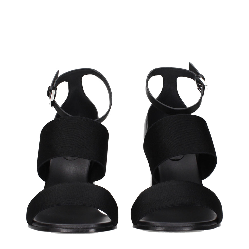 Black Fabric Platform Sandals