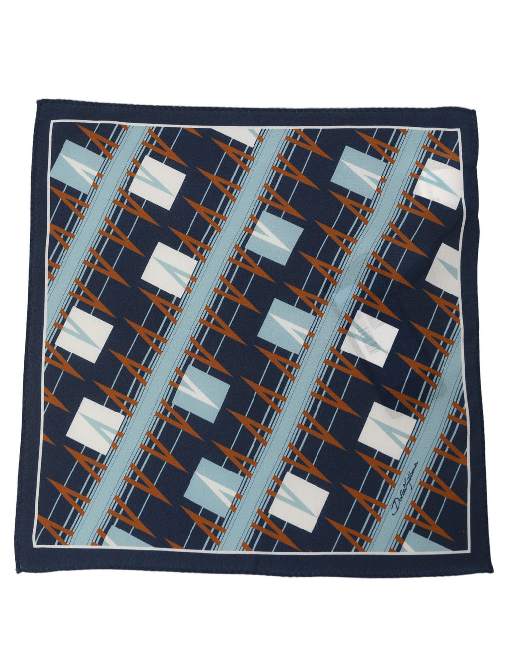 Navy Blue Abstract Square Pocket Foulard Scarf