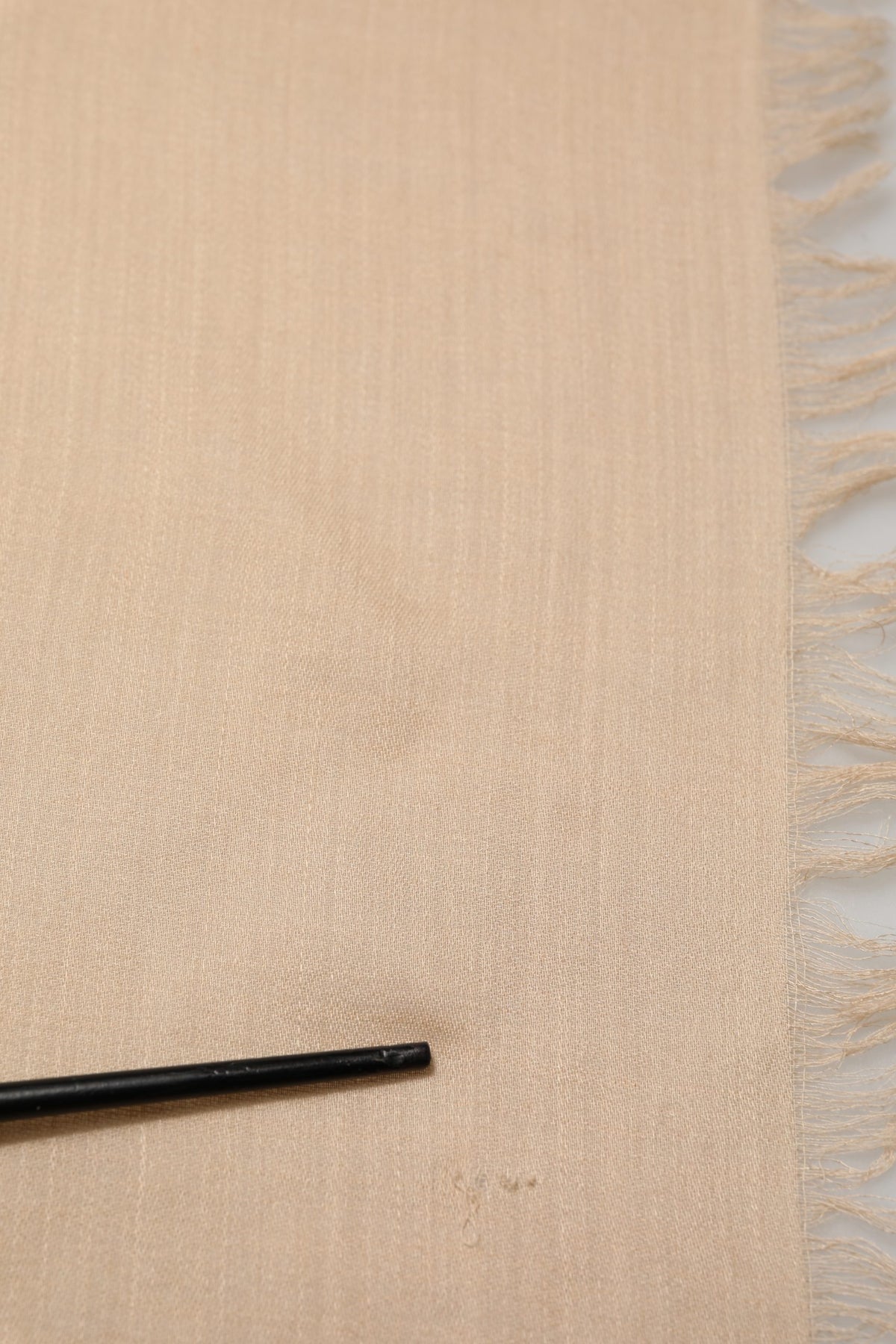Beige Silk Wool Fringed Men Lace Stole Scarf