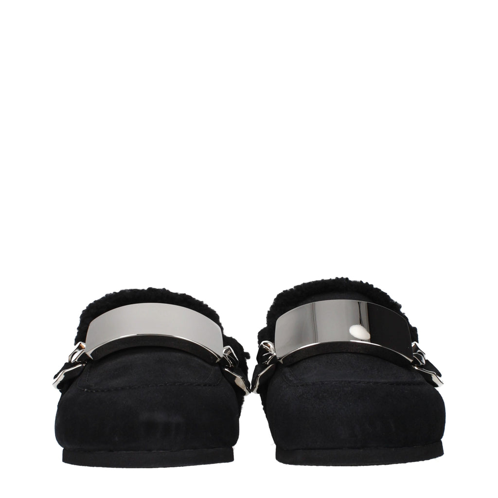 Black Leather Slippers