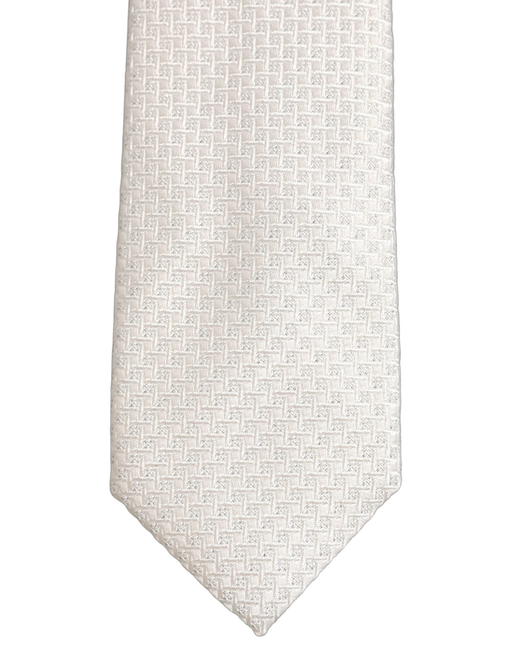 Men Off White Silk Woven Adjustable Tied Necktie Tie